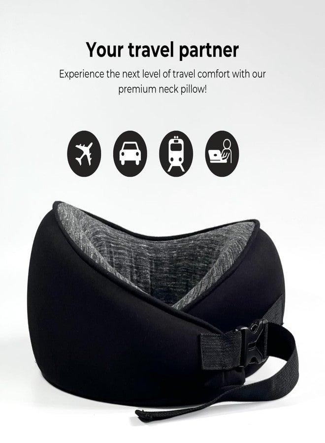 Samadhaan Neck Pillow for Travel with Chin Support, Memory Foam Neck Pillow, Travel Pillow for Flights, Airplane, Train and Home, Neck Support Rest Pillow, Washable Cover - Image 3